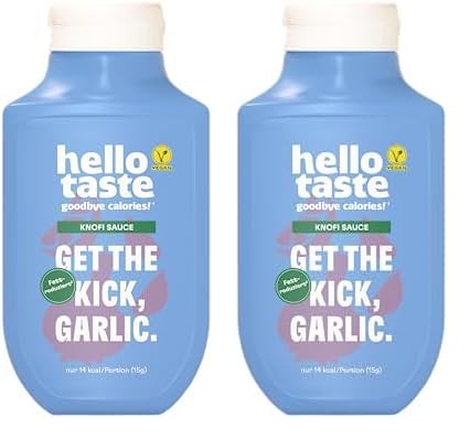 hellotaste Knofi Sauce 300ml - kalorienreduziert, ohne Zuckerzusatz & voller Geschmack | Für Gerichte, zum Grillen uvm. | Vegan, aspartamfrei, glutenfrei, sojafrei | 1 x 300ml (Packung mit 2) von hellotaste