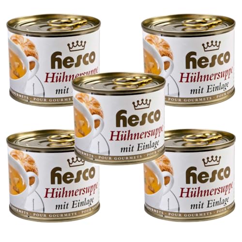 Hesco klare Hühnersuppe mit Einlage Verzehrfertig 5 Dosen 1060ml von hesco