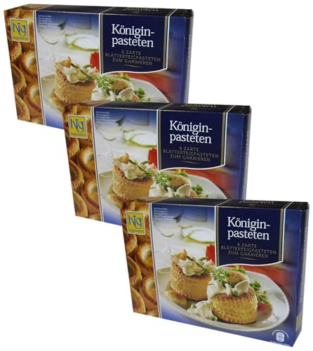 Königinpasteten zarte Blätterteigpasteten zum Garnieren, 6 Stück (2 x 3) (Packung mit 3) von hig