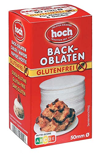 Hoch | runde Back Oblaten | 5 cm | 35 g pro Packung | 1er Pack | Glutenfrei | Vegan | Esspapier zum Backen von Makronen & Lebkuchen von hoch