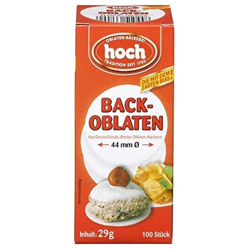 Hoch | runde Back Oblaten | 40 mm | 23g pro Packung | 1er Pack | Vegan | Esspapier zum Backen von Makronen & Lebkuchen von hoch