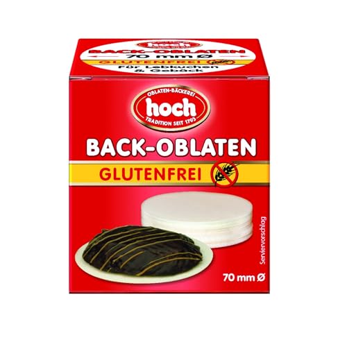 Hoch | runde Back Oblaten | 7 cm | 50 g pro Packung | 1er Pack | Glutenfrei | Vegan | Esspapier zum Backen von Makronen & Lebkuchen von hoch