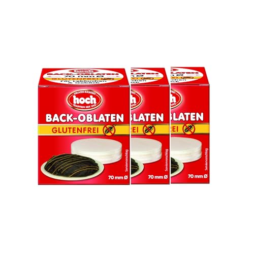 Hoch | runde Back Oblaten | 7 cm | 50 g pro Packung | 3er Pack | Glutenfrei | Vegan | Esspapier zum Backen von Makronen & Lebkuchen von hoch