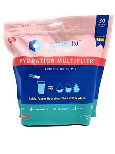 Liquid I.V. I Hydration Multipliker I Elektrolytpulver I leicht zu öffnende Packungen I Supplement Drink Mix (Erdbeere, 30 Stück) von iPoplor