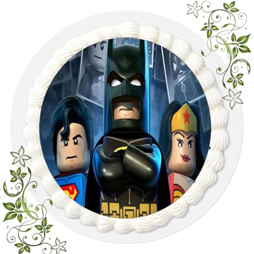 FONDANT Tortenbild, Zuckerbild mit Motiv, Essbares Foto für Torten, Tortenbild, Tortenaufleger Ø 20cm FONDANT Batman & Superman Nr. 5 von ich