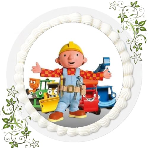 ich FONDANT Tortenbild, Zuckerbild mit Motiv, Essbares Foto für Torten, Tortenbild, Tortenaufleger Ø 20cm FONDANT Bob der Baumeister Nr. 12 von ich