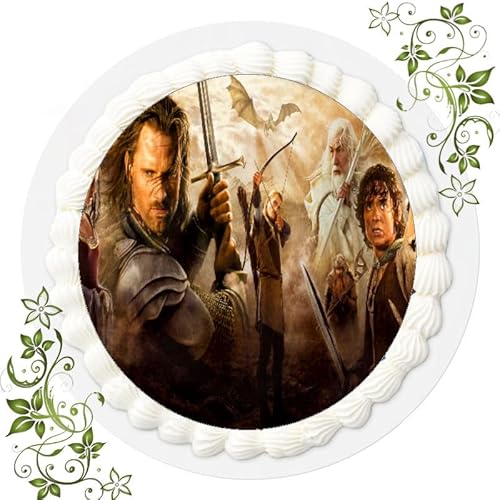 FONDANT Tortenbild, Zuckerbild mit Motiv, Essbares Foto für Torten, Tortenbild, Tortenaufleger Ø 20cm FONDANT Der Herr der Ringe T7 von ich