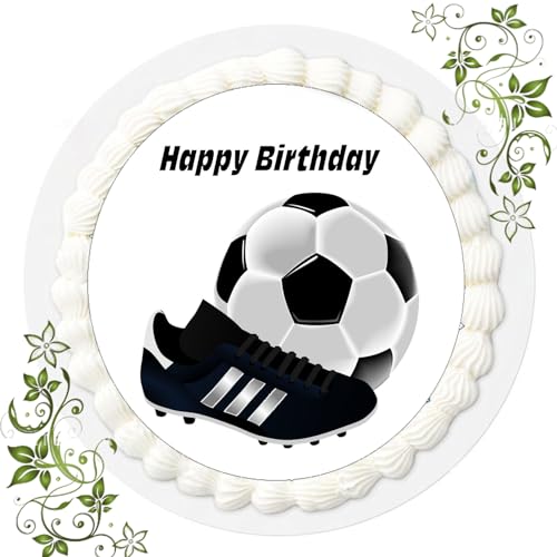 ich FONDANT Tortenbild, Zuckerbild mit Motiv, Essbares Foto für Torten, Tortenbild, Tortenaufleger Ø 20cm FONDANT Fußball Nr. 3 von ich