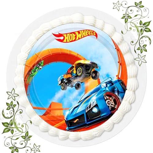 FONDANT Tortenbild, Zuckerbild mit Motiv, Essbares Foto für Torten, Tortenbild, Tortenaufleger Ø 20cm FONDANT Hot Wheels Nr. 13 von ich