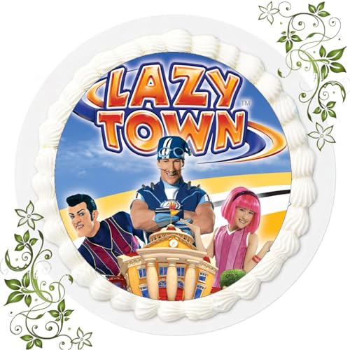 FONDANT Tortenbild, Zuckerbild mit Motiv, Essbares Foto für Torten, Tortenbild, Tortenaufleger Ø 20cm FONDANT Lazy Town Nr. 5 von ich