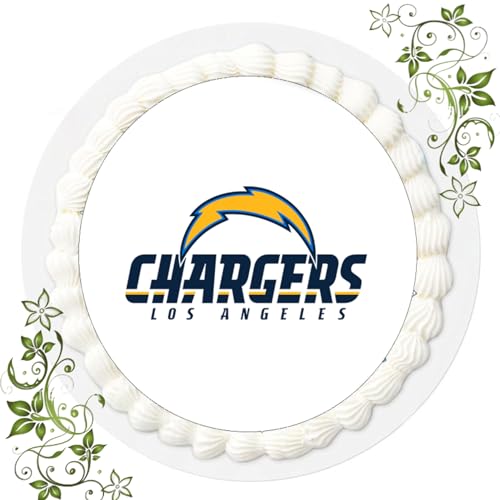 FONDANT Tortenbild, Zuckerbild mit Motiv, Essbares Foto für Torten, Tortenbild, Tortenaufleger Ø 20cm FONDANT NFL - Los Angeles Chargers von ich