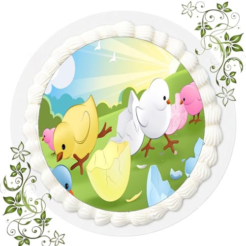 FONDANT Tortenbild, Zuckerbild mit Motiv, Essbares Foto für Torten, Tortenbild, Tortenaufleger Ø 20cm FONDANT Ostern Nr. 9 von ich