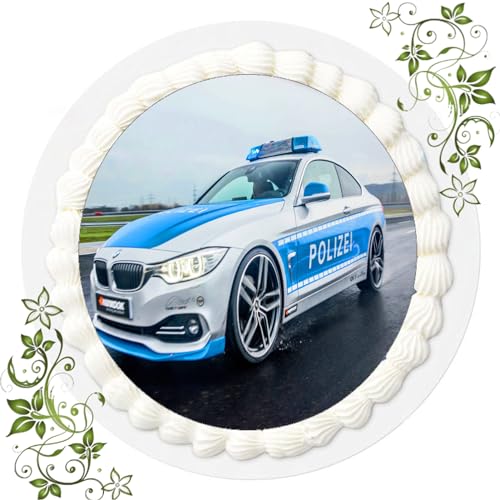 FONDANT Tortenbild, Zuckerbild mit Motiv, Essbares Foto für Torten, Tortenbild, Tortenaufleger Ø 20cm FONDANT Polizei Nr. 15 von ich