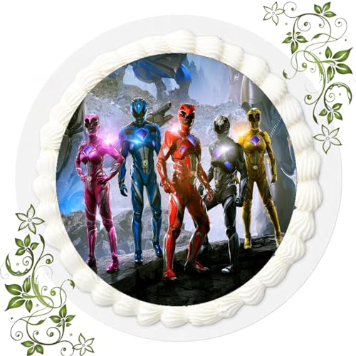 ich FONDANT Tortenbild, Zuckerbild mit Motiv, Essbares Foto für Torten, Tortenbild, Tortenaufleger Ø 20cm FONDANT Power Rangers Nr. 4 von ich