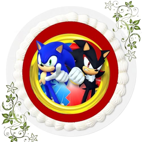 ich FONDANT Tortenbild, Zuckerbild mit Motiv, Essbares Foto für Torten, Tortenbild, Tortenaufleger Ø 20cm FONDANT Sonic Nr. 6216 von ich