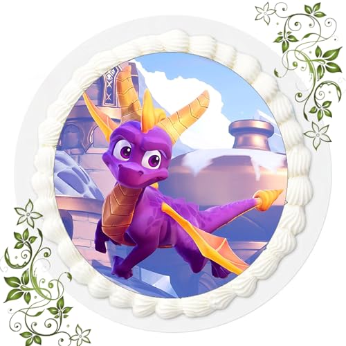 FONDANT Tortenbild, Zuckerbild mit Motiv, Essbares Foto für Torten, Tortenbild, Tortenaufleger Ø 20cm FONDANT Spyro Nr. 3 von ich