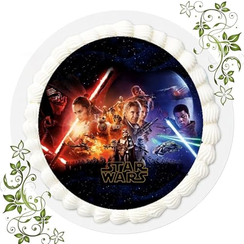 FONDANT Tortenbild, Zuckerbild mit Motiv, Essbares Foto für Torten, Tortenbild, Tortenaufleger Ø 20cm FONDANT Star Wars T9 von ich