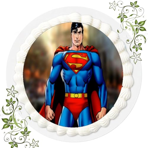 FONDANT Tortenbild, Zuckerbild mit Motiv, Essbares Foto für Torten, Tortenbild, Tortenaufleger Ø 20cm FONDANT Superman Nr. 15 von ich