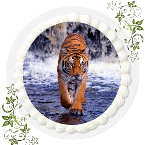 ich FONDANT Tortenbild, Zuckerbild mit Motiv, Essbares Foto für Torten, Tortenbild, Tortenaufleger Ø 20cm Tiger Nr. 6105 von ich