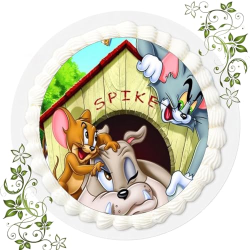 FONDANT Tortenbild, Zuckerbild mit Motiv, Essbares Foto für Torten, Tortenbild, Tortenaufleger Ø 20cm FONDANT Tom & Jerry Nr. 14 von ich