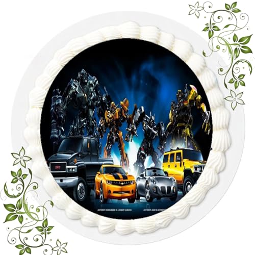 FONDANT Tortenbild, Zuckerbild mit Motiv, Essbares Foto für Torten, Tortenbild, Tortenaufleger Ø 20cm FONDANT Transformers Nr. 6 von ich