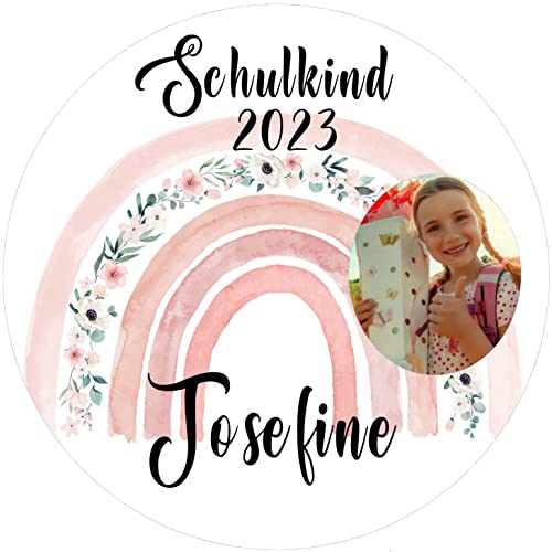 Fondant Tortenaufleger Tortenbild Geburtstag EINSCHULUNG/SCHULKIND 2023 personalisierbar WUNSCHFOTO + WUNSCHNAME (Das Jahr wird automatisch angepasst) von ich