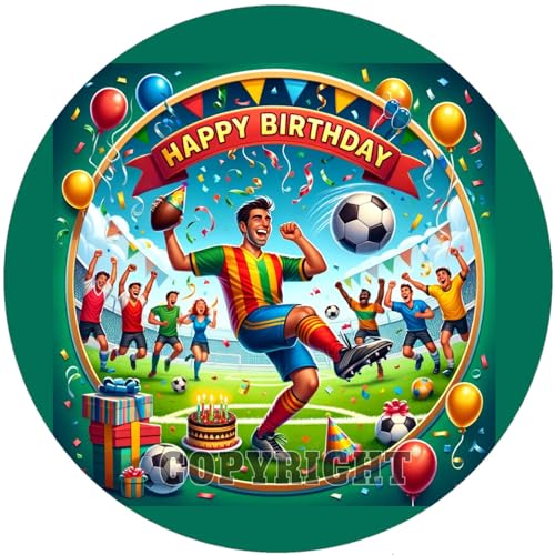 Fondant Tortenaufleger Tortenbild Geburtstag Happy Birthday FUßBALL K 100 von ich