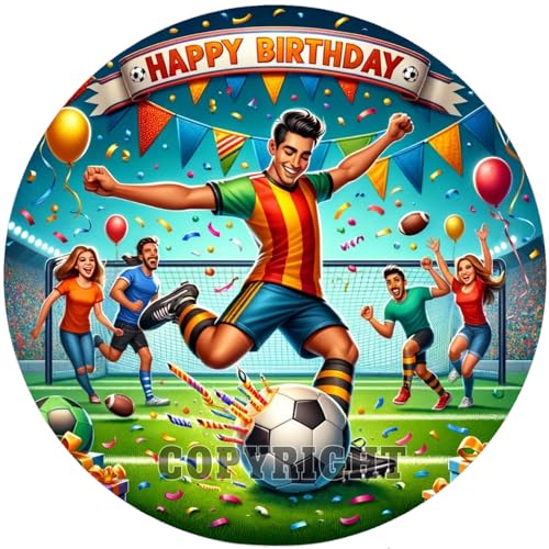 Fondant Tortenaufleger Tortenbild Geburtstag Happy Birthday FUßBALL K 101 von ich