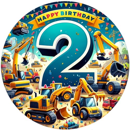 Fondant Tortenaufleger Tortenbild Geburtstag Party BAUSTELLE 2er GEBURTSTAG von ich