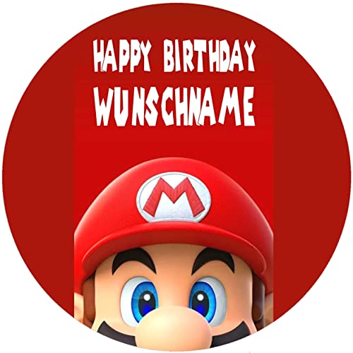 Fondant Tortenaufleger Tortenbild Geburtstag S -MARIO personalisierbar WUNSCHNAME von ich