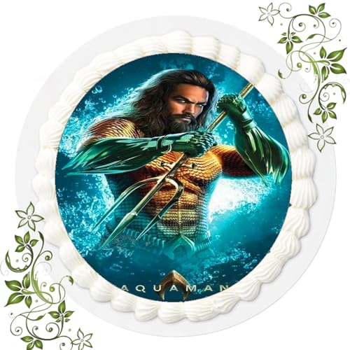 Premium Esspapier Oblate Tortenbild, Essbares Foto für Torten, Tortenaufleger Ø 20cm Aquaman Nr. 1 von ich