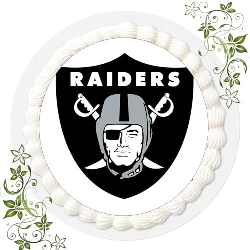 ich FONDANT Tortenbild, Zuckerbild mit Motiv, Essbares Foto für Torten, Tortenbild, Tortenaufleger Ø 20cm FONDANT NFL - Las Vegas Raiders von ich