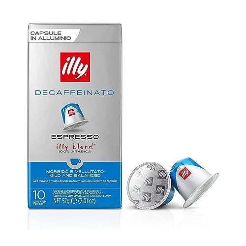 Illy Kaffee Röstung DECAFFEINATO in Kompatiblen Nespresso Kapseln - 10 Packungen mit je 10 Kapseln (100 Kapseln) von illy