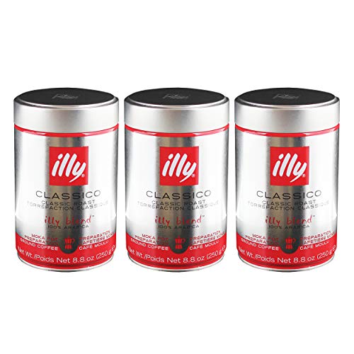 Illy Moka, 100 % Arabica Kaffee, Gemahlener Röstkaffee, Espresso, Normale Röstung, Dose, 3 x 250 g von illy