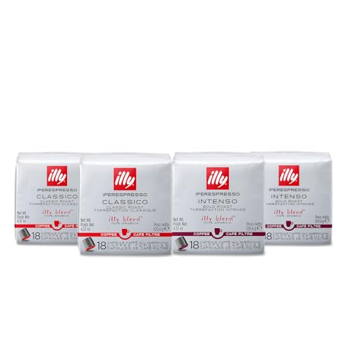 Illycafé Americano in Iperespresso Kapseln, Packung mit 18 Kapseln – 2 × 18 CLASSICO-Röstung Americano + 2 × 18 INTENSO-Röstung Americano von illy