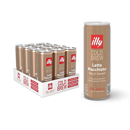 illy Cold Brew Coffee, Latte Macchiato, Ready to Drink Dose, Eiskaffee, ohne Zuckerzusatz, 250 ml, 12 Stück von illy