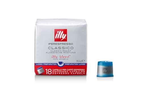 illy Iperespresso Kaffeekapseln klassische Röstung CLASSICO LUNGO, 6 Packungen zu je 18 Kaffeekapseln von illy