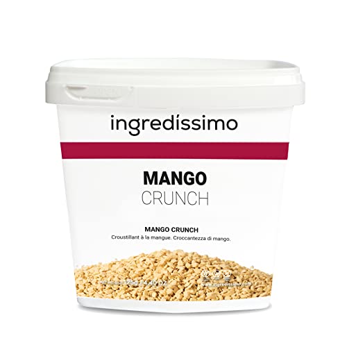 INGREDISSIMO - Gefriergetrocknete Mango-Crunch, 125 g, Getrocknete Fruchtstücke (2-5mm), Glutenfrei, ohne Zuckerzusatz, Gesunder und knuspriger orange-gelber Snack, für Gerichte und Rezepte von ingredissimo