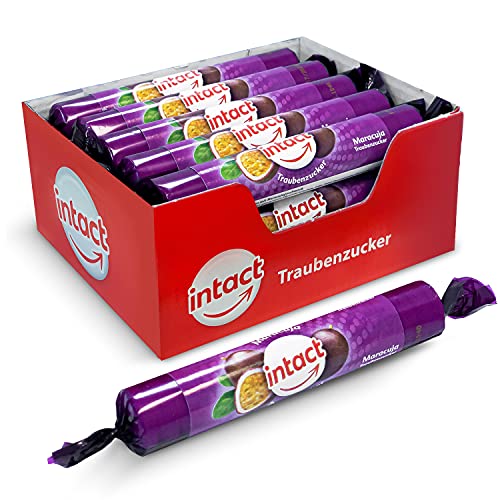 intact Traubenzucker (Maracuja) Rolle 15 St. • Multipack (15 x 40g) Traubenzucker Bonbons • 100% Vegan von intact