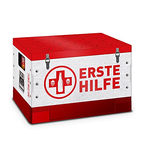 itenga Bierkasten Geschenkverpackung Motiv Erste Hilfe Hülle zum Aufstecken auf Bierkasten - Geschenkidee für Männer und Frauen von itenga