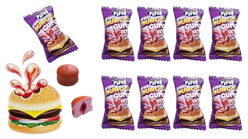 119,80 €/KG Burger Bubble Gum KAUGUMMI 10er PACK Sauer mit flüssiger Ketchup Füllung (Erdbeer Geschmack) von jameitop