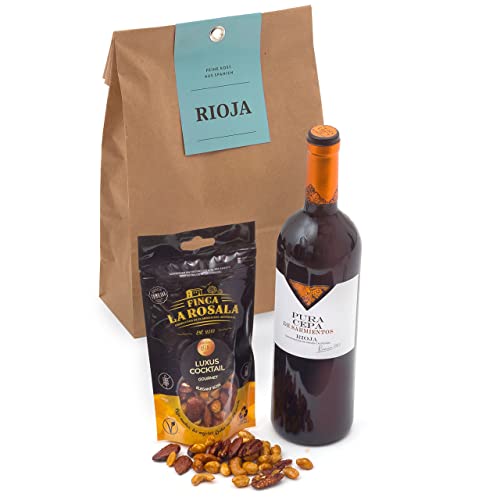 Geschenktüte RIOJA für Weinliebhaber - Edler Reserva-Rotwein D.O.C. Rioja und Gourmet-Nuss-Mischung aus Spanien von jamon.de
