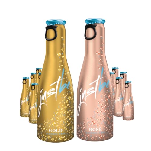 JustBe Gold Alkoholfrei + Justbe Rosé Alkoholfrei I Alkoholfreie Piccolos (Gold AF + Rosé AF, 18 x 0,2l) von just be