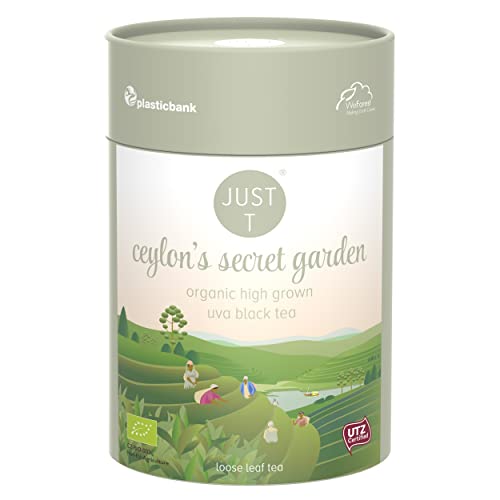 JUST T Ceylon´s Secret Garden Loser Tee, 125g | Bio Schwarzer Tee – Angebaut im Uva-Hochland | Bio Loser Tee – Biologisch Hochland-Tee im Nachhaltigen Vorratsdose für alle Teeliebhaber von JUST T