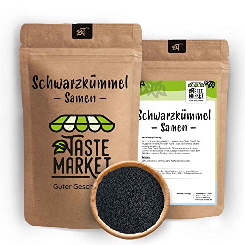 Schwarzkümmel Samen 1 kg GRÖSSENAUSWAHL | rein Schwarz Kümmel Samen Saat schwarz | nigella sativa | Schwarzkümmelsamen von TASTE MARKET Guter Geschmack