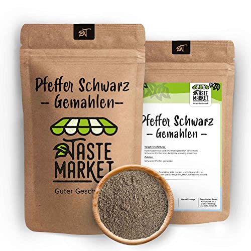 100 g Pfeffer schwarz gemahlen | Gemahlener Pfeffer | Pulver | Schwarz | ganz von TASTE MARKET Guter Geschmack