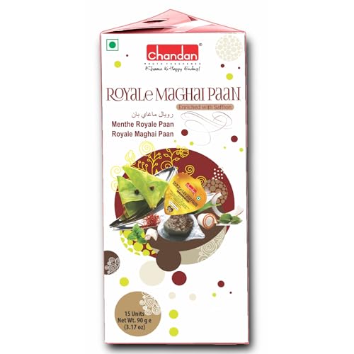 Kajal Chandan Maghai Paan ohne Supari Menthe Royale Sweet Paan Hygienisch verpackter traditioneller Mukhwas-Munderfrischer 1X15 Einheiten 3,7 oz. von Kajal