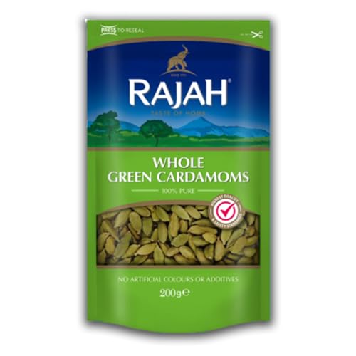 Kajal Rajah Ganze Grüne Kardamomkapseln (200g) - Premium Qualität, Aromatisch und Intensiv, Ideal für Gewürzmischungen, Tees, Desserts und mehr - Frisch und Natürlich von kajal