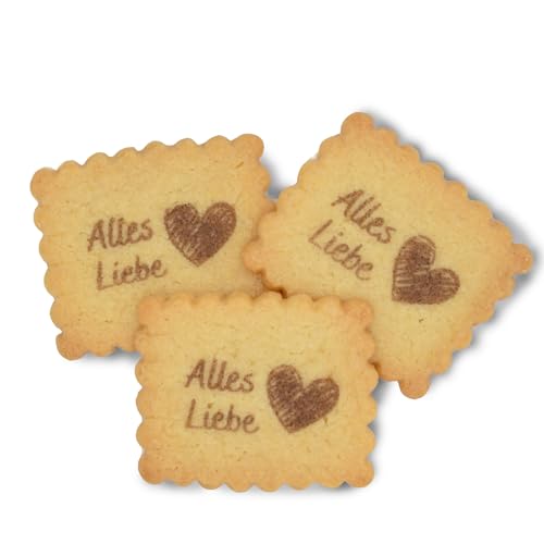 kda Kekse mit Botschaft "Alles Liebe" lose - Geschenk Muttertag Valentinstag Konfirmation Taufe Kommunion Einschulung Hochzeit Kaffeetafel Muttertagsgeschenk Geburtstag (100) von kda