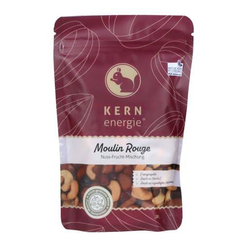 KERNenergie Nuss-Frucht-Mix Moulin Rouge im Flowpack - Nussmischung ungesalzen - Mandeln und Cashewkerne mit fruchtig-süßen Cranberries, 180g von kern-energie